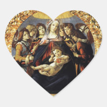 Madonna of the Pomegranate Heart Heart Stickers