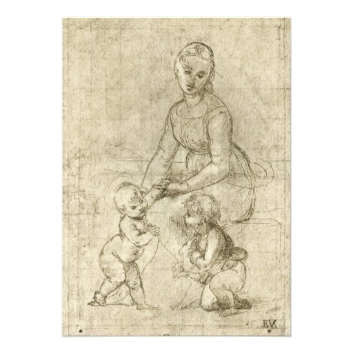 Madonna w Christ & St. John the Baptist by Rapahel Personalized Invite