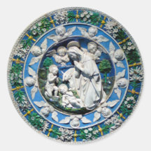MADONNA WITH CHILD AND ANGELS ROUND STICKERS