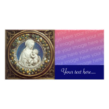 MADONNA WITH CHILD, round Photo Card Template