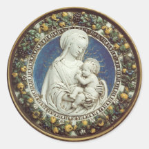 MADONNA WITH CHILD, round Stickers