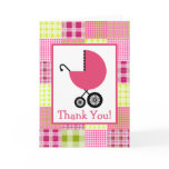 Madras Inspired Plaid Patchwork Baby Shower Thanks Greeting Cards