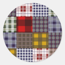 Madras Inspired Plaid Patchwork Sticker