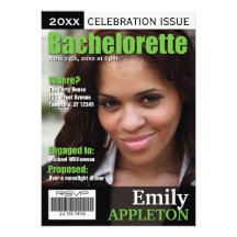 Magazine Cover Green Bachelorette Invitations