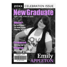 Magazine Cover Purple Graduation Invitations