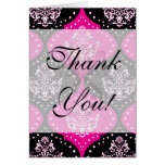 magent pink black white henna damask cards