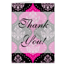 magent pink black white henna damask cards