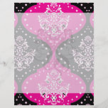 magent pink black white henna damask flyers