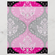magent pink black white henna damask flyers
