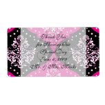 magent pink black white henna damask shipping label
