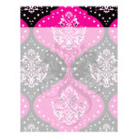 magent pink black white henna damask letterhead template