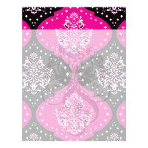 magent pink black white henna damask letterhead template