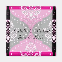 magent pink black white henna damask magnets