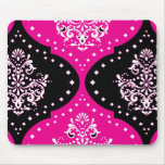 magent pink black white henna damask mouse pads