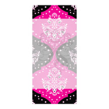 magent pink black white henna damask custom rack cards