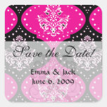 magent pink black white henna damask sticker