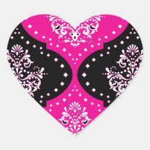 magent pink black white henna damask sticker