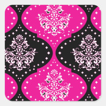magent pink black white henna damask sticker
