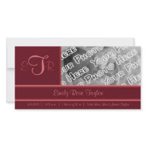 Magenta Elegant Monogram Birth Announcement