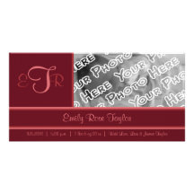 Magenta Elegant Monogram Birth Announcement Photo Card