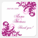 Magenta Flourish Wedding Favour Stickers