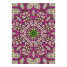 Magenta Flowers Lace Mandala Custom Invitations