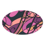 Magenta Peach abstract swirl design, stickers