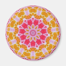 Magenta Star Flower Mandala Golden Eye Magnet