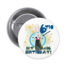 Magic 6th Birthday Tshirts and Gifts Buttons