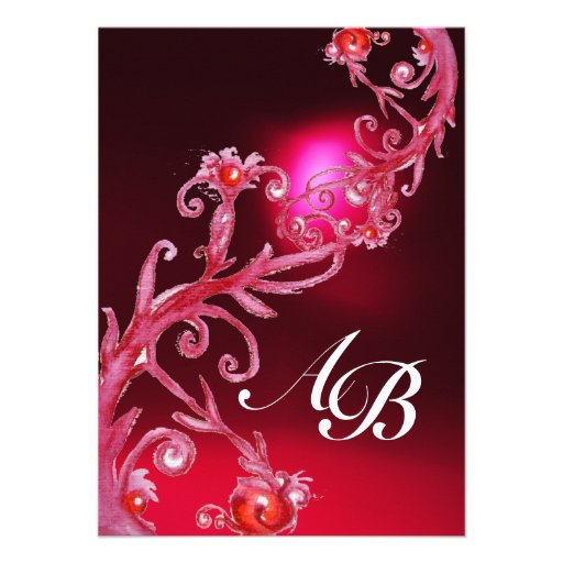 MAGIC BERRIES 4,MONOGRAM red burgundy Announcements