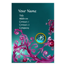 MAGIC BERRIES MONOGRAM GEM aquamarine blue Business Card Templates