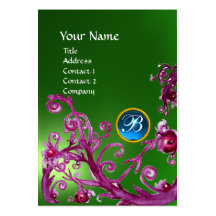 MAGIC BERRIES MONOGRAM GEM emerald green blue Business Cards
