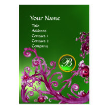MAGIC BERRIES MONOGRAM GEM emerald green Business Card Template