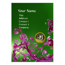MAGIC BERRIES MONOGRAM GEM emerald green grey Business Card Templates