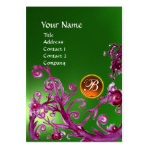MAGIC BERRIES MONOGRAM GEM emerald green orange Business Card Template
