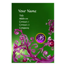 MAGIC BERRIES MONOGRAM GEM emerald green purple Business Cards