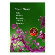 MAGIC BERRIES MONOGRAM GEM emerald green red Business Card