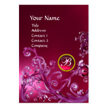 MAGIC BERRIES MONOGRAM GEM ruby pink Business Card Template