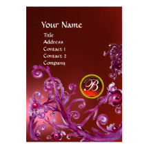 MAGIC BERRIES MONOGRAM GEM ruby red Business Card Template