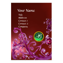 MAGIC BERRIES MONOGRAM GEM ruby red green Business Card