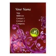 MAGIC BERRIES MONOGRAM GEM ruby red yellow Business Card Template