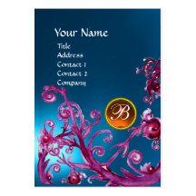 MAGIC BERRIES MONOGRAM GEM sapphire blue orange Business Cards