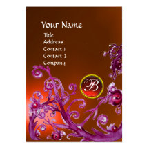MAGIC BERRIES MONOGRAM GEM topaz orange red Business Cards