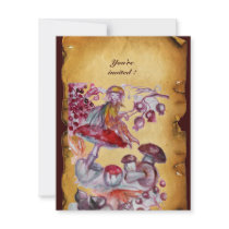 MAGIC FOLLET OF MUSHROOMS parchment Invitation