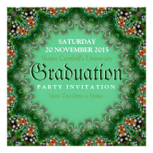 Magic Garden Green Lace Graduation Invitations
