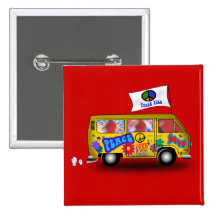 Magic Hippie Van Pinback Buttons