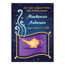 Magic Lamp & Flying Carpet Birthday Invitation