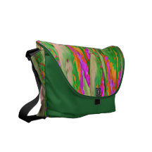 Magic Mushroom Multicolors in Green Messenger Bag