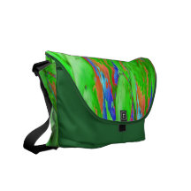 Magic Mushroom Multicolors in Green Messenger Bag
