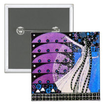 MAGIC OF THE SPRING bright blue black white purple Pins